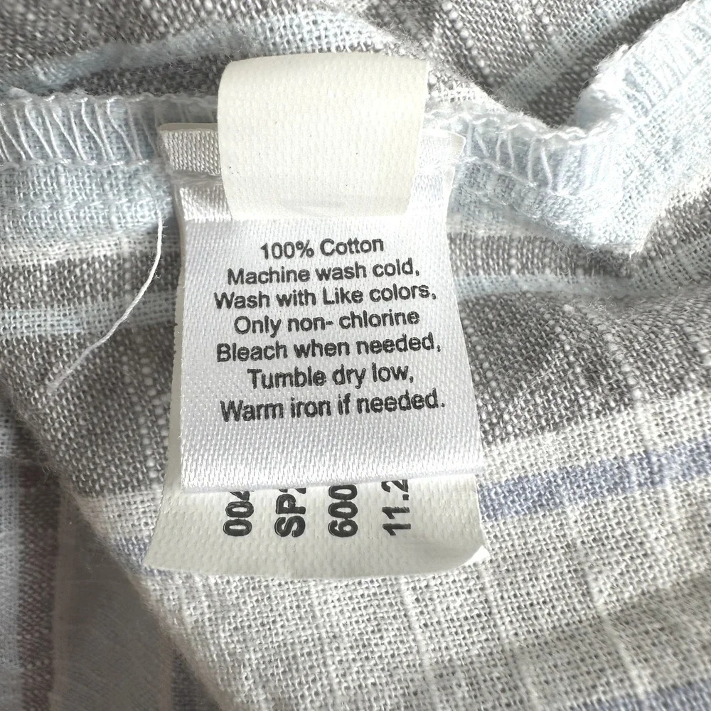 Madison Grey Coastal Cottage Blue Striped Cotton Ruffles Smocked Midi Dress Sz S - Picture 5 of 10